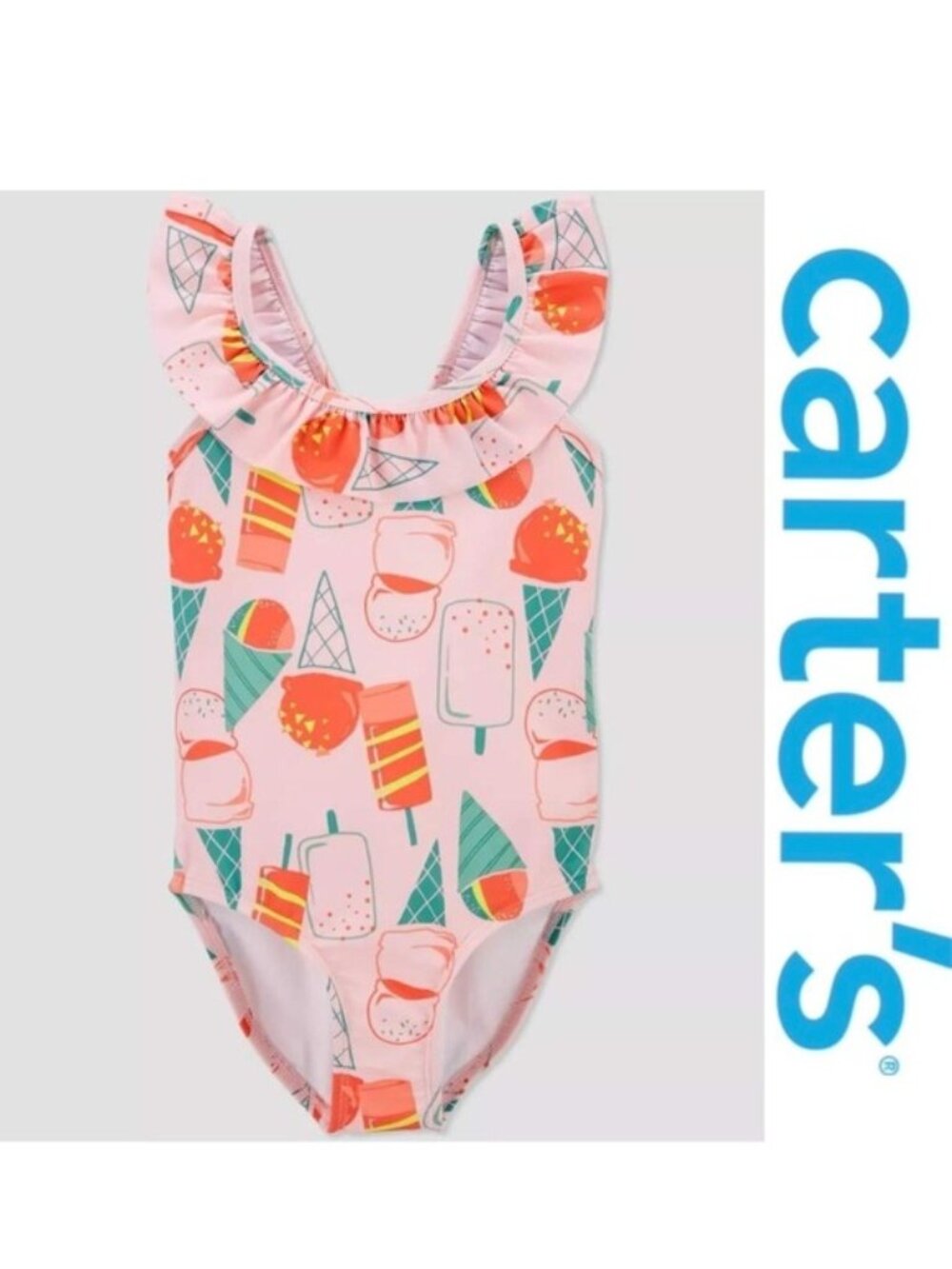 Carter's | Pink Ice Cream Flutter Sleeve One Piece Swimsuit | Size 18 Months